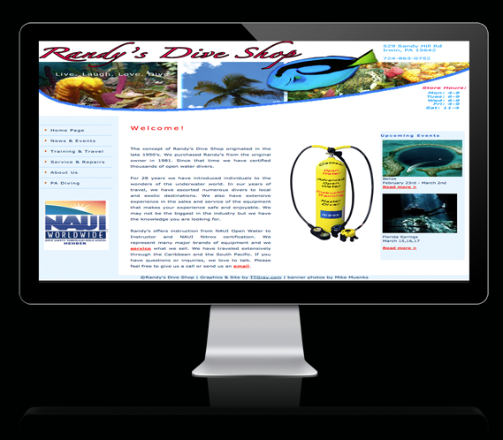scuba diving website design